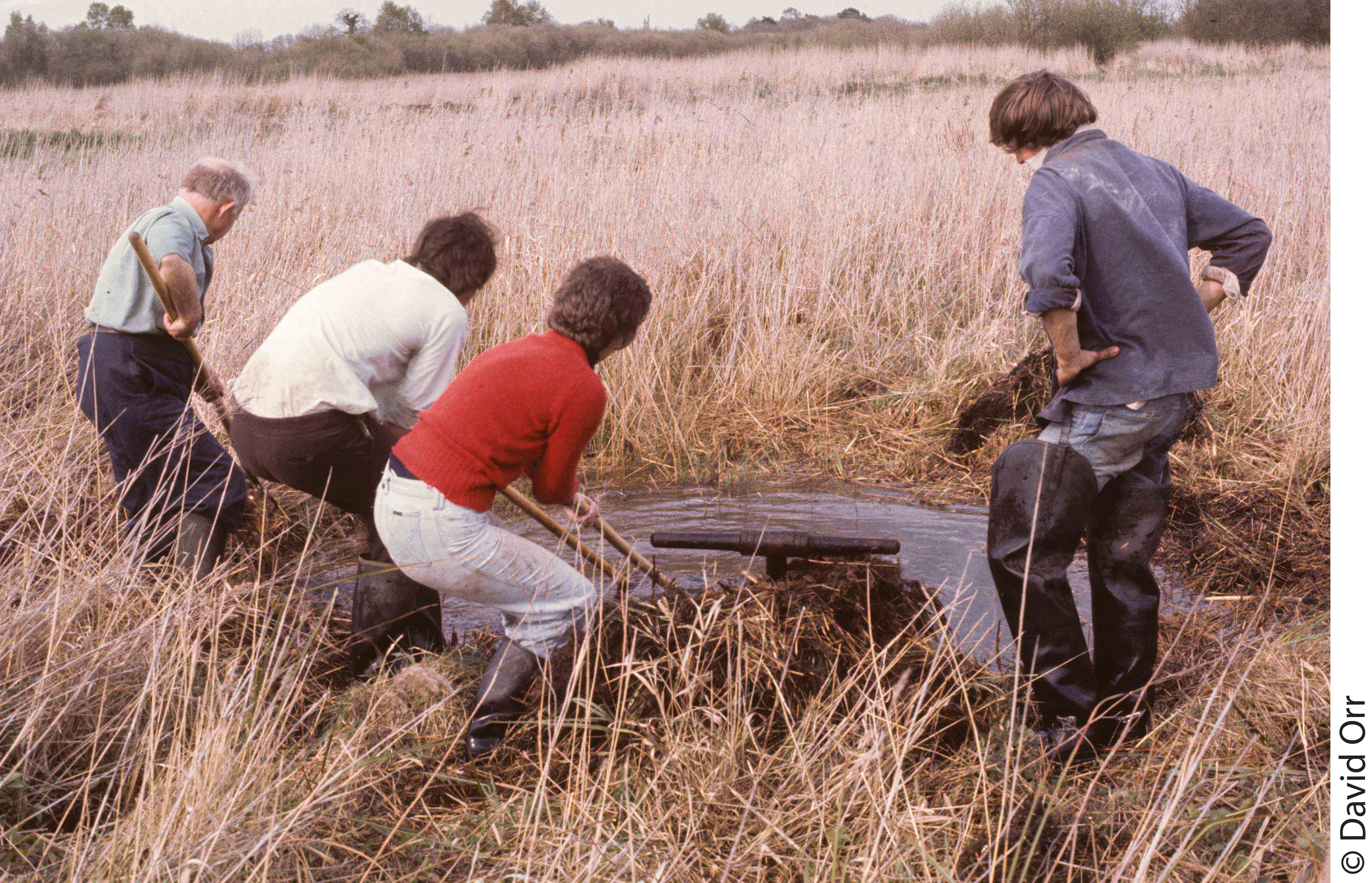 Volunteer teams re-excavating turf ponds in the 1970s